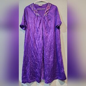 Vintage Vassarette Purple Nylon Button Up Robe Dressing Gown Housecoat XL Bold